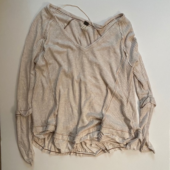 Free People Tops - Free People Oatmeal Thermal Long Sleeve, size S